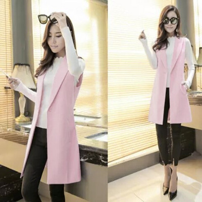 2020 Sungtin Classic Γυναικείο μακρύ γιλέκο σακάκι Κομψό Γυναικείο Γυναικείο Παλτό Γυναικείο Γιλέκο Αμάνικο Σακάκι Plus Size