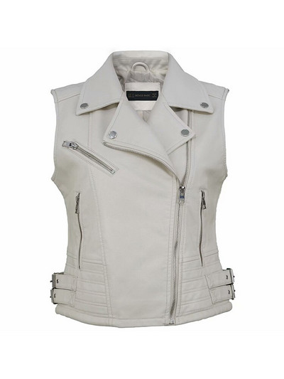 BlingBlingee 2022 Φθινόπωρο Χειμώνας Γυναικείο Γιλέκο Traf Αμάνικο Faux PU Δερμάτινο μπουφάν ποδηλάτης Crop Tops Γυναικείο γιλέκο με φερμουάρ