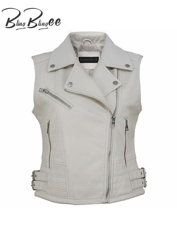 BlingBlingee 2022 Φθινόπωρο Χειμώνας Γυναικείο Γιλέκο Traf Αμάνικο Faux PU Δερμάτινο μπουφάν ποδηλάτης Crop Tops Γυναικείο γιλέκο με φερμουάρ