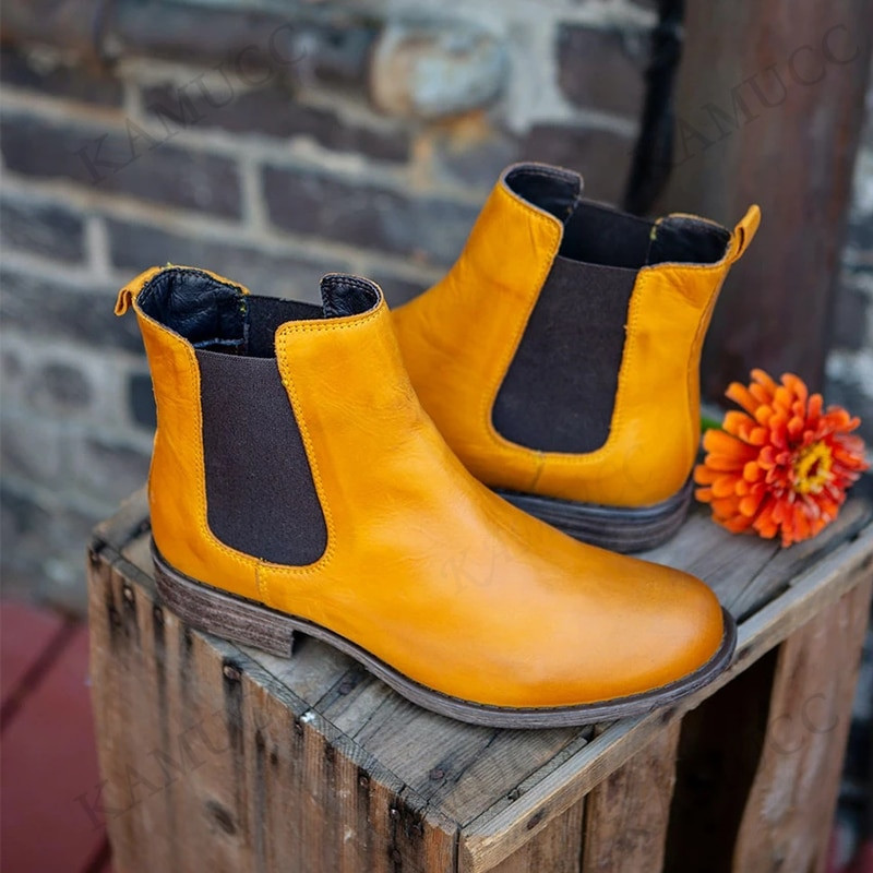 Proljetne ženske Chelsea čizme Čizme od PU kože Ženske gležnjače Kaubojske čizme do sredine potkoljenice Ženske cipele na platformu Ženske cipele s platformom