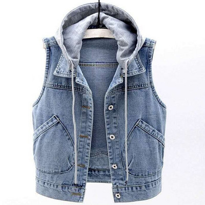 Γυναικείο τζιν γιλέκο με κουκούλα plus size 2022 άνοιξη και φθινόπωρο νέα κορεατική έκδοση σχέδιο μόδας αίσθηση κέντημα casual κοντό παλτό