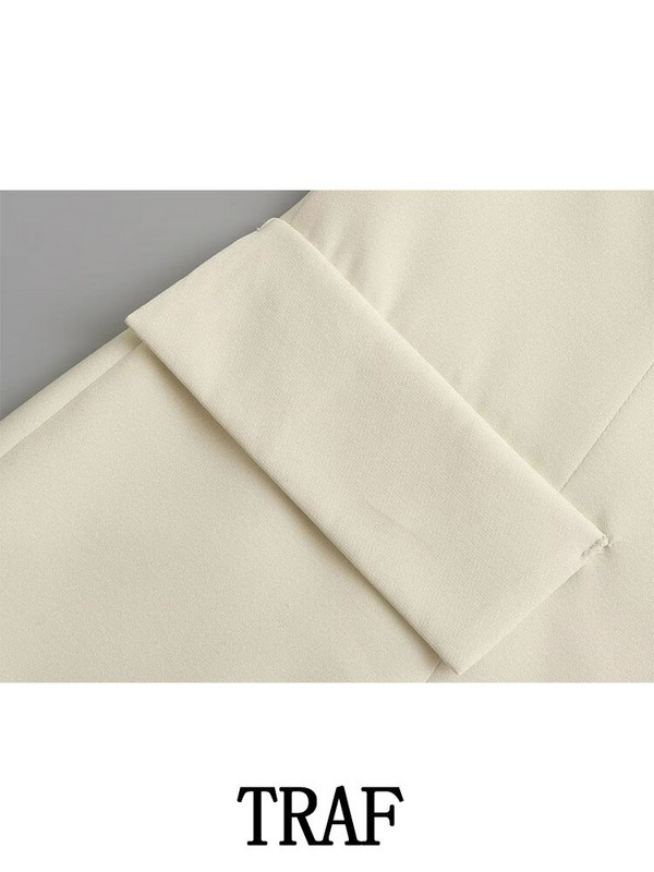 TRAF 2022 sieviešu uzvalku veste, retro stila plāna korsete bez piedurknēm, vienrindas ar kabatām virsdrēbēm, eleganti vestu topi