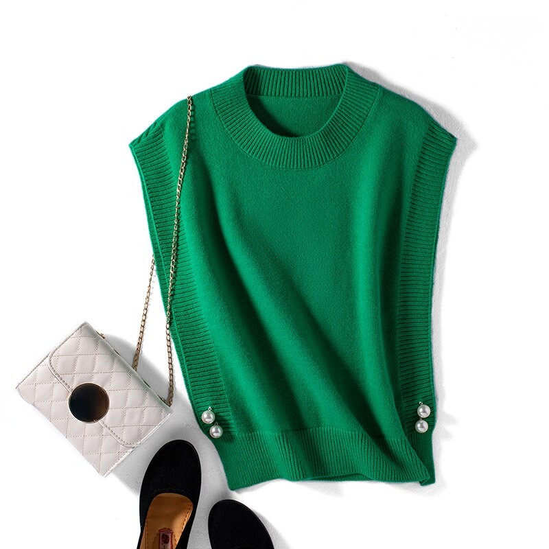 Sieviešu džempera veste vienkrāsains, vienkāršs un daudzpusīgs stils meitenei rudens un ziemas bezpiedurknēm adīta jaka korejiešu modes traf