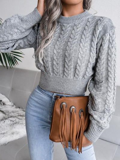 Γυναικείο πουλόβερ με μακρυμάνικο πουλόβερ 2022 με πλεκτή μέση με πλεκτή ομφαλό Γυναικεία πουλόβερ 2022