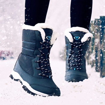 Дамски боти до глезена Водоустойчиви зимни обувки Дамски ботуши за сняг Платформа Топли зимни ботуши до глезена с дебел косъм на ток Mujer2022