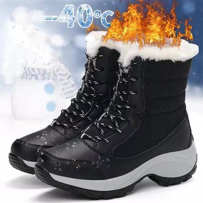 Γυναικείες μπότες αδιάβροχα χειμερινά παπούτσια Γυναικείες μπότες για χιόνι Πλατφόρμα Keep ζεστό Χειμερινές μπότες με χοντρά γούνινα τακούνια Mujer2022