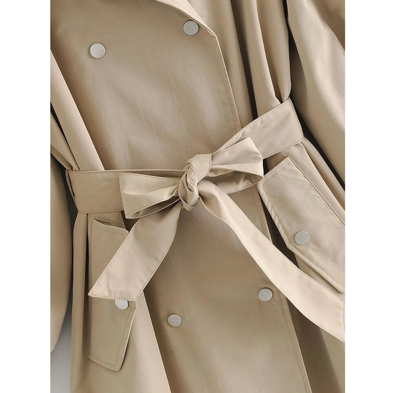 Xitimeao sieviešu modes 2021. gada mētelis ar jostu, divrindu mētelis, sieviešu virsdrēbes ar kabatām, elegants mētelis ar garām piedurknēm