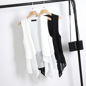 Neregulāras vasaras sieviešu šifona veste virsdrēbes korejiešu stila sieviešu veste 2022. gada jauna mode, plānas jakas bez piedurknēm