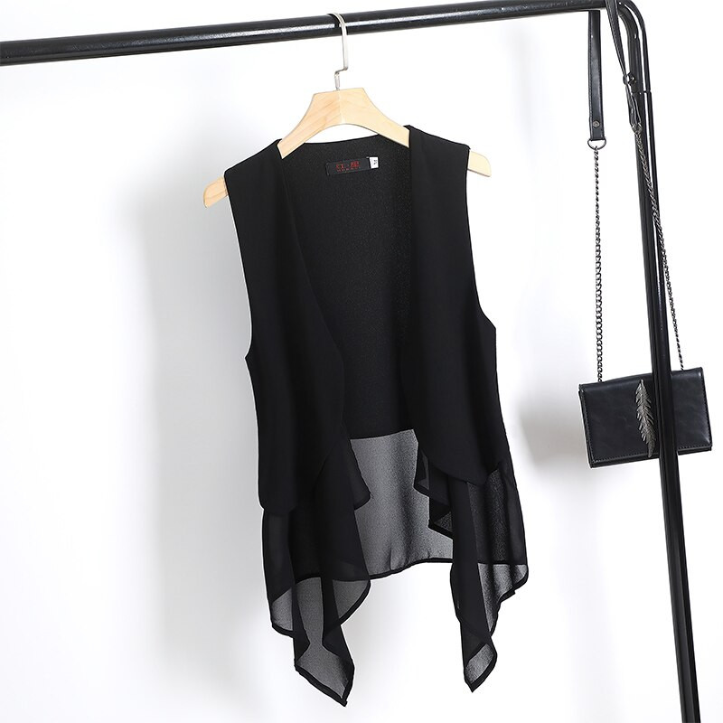 Neregulāras vasaras sieviešu šifona veste virsdrēbes korejiešu stila sieviešu veste 2022. gada jauna mode, plānas jakas bez piedurknēm