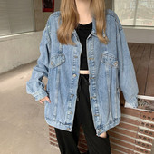 Feynzz 2022. Nova ženska široka traper jakna s dugim rukavima za proljeće i jesen 5XL Ženska zimska svestrana modna jakna Trend Top