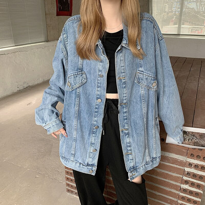 Feynzz 2022. Nova ženska široka traper jakna s dugim rukavima za proljeće i jesen 5XL Ženska zimska svestrana modna jakna Trend Top