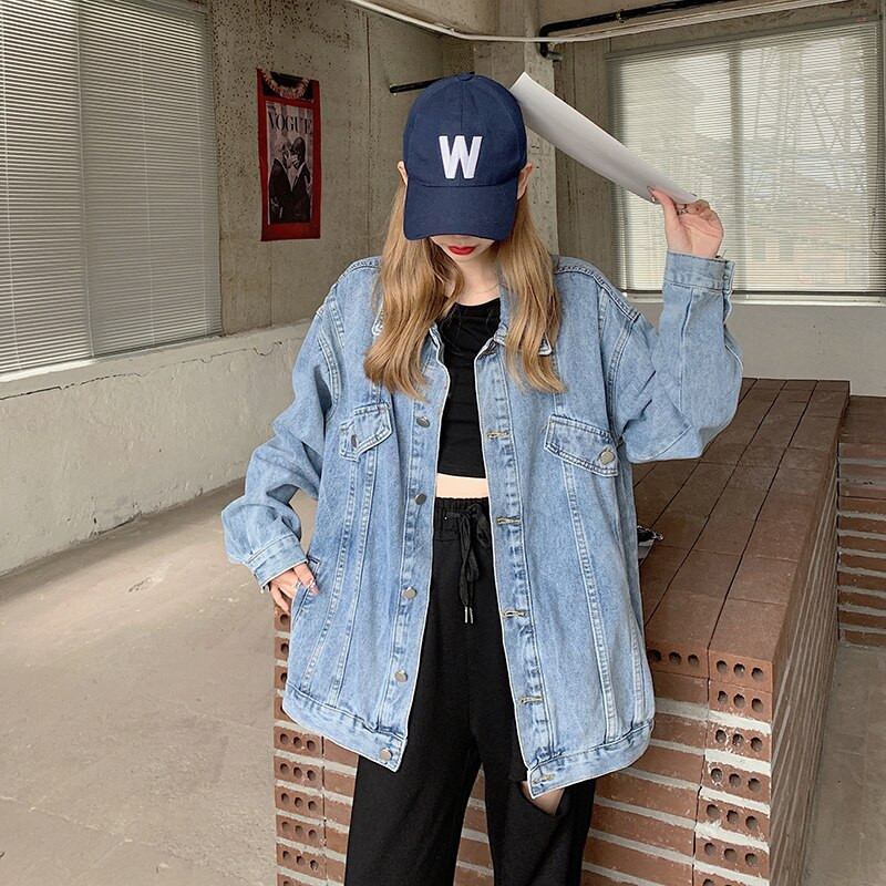 Feynzz 2022. Nova ženska široka traper jakna s dugim rukavima za proljeće i jesen 5XL Ženska zimska svestrana modna jakna Trend Top