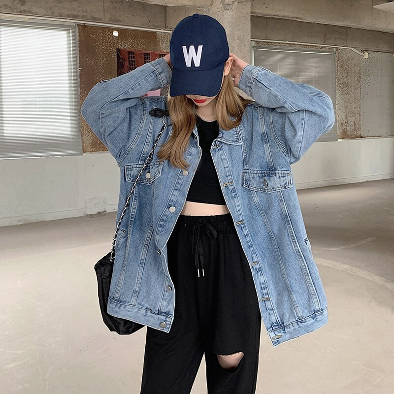 Feynzz 2022. Nova ženska široka traper jakna s dugim rukavima za proljeće i jesen 5XL Ženska zimska svestrana modna jakna Trend Top