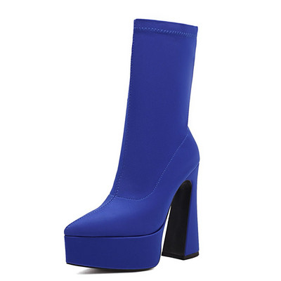 Zīmols RIBETRINI Sieviešu platformas zābaki Augsti papēži Luksusa zeķes Elastīgie zābaki Rudens zābaki Kurpes