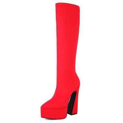 Zīmols RIBETRINI Sieviešu platformas zābaki Augsti papēži Luksusa zeķes Elastīgie zābaki Rudens zābaki Kurpes