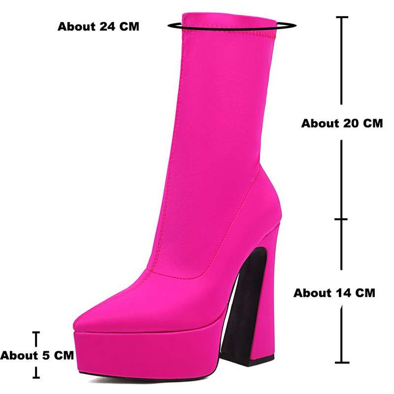 Zīmols RIBETRINI Sieviešu platformas zābaki Augsti papēži Luksusa zeķes Elastīgie zābaki Rudens zābaki Kurpes