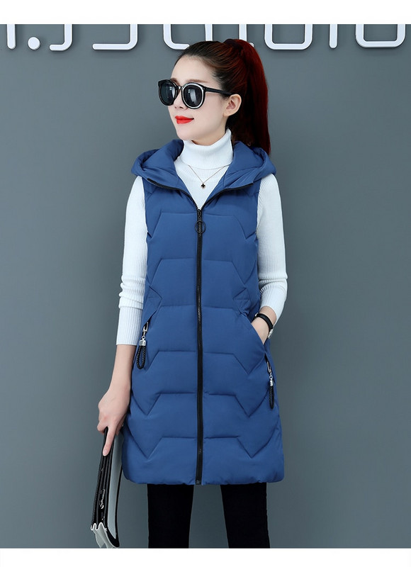 Vangull sieviešu kokvilnas veste rudens ziemas veste ar kapuci silta gara veste ciets mētelis rāvējslēdzējs bez piedurknēm dūnu apģērba veste