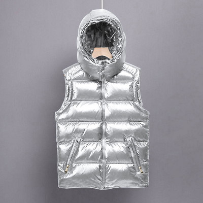 Eiropas Amerika modes sudraba sieviešu veste rudens ziemas kapuci jaka bez piedurknēm silta ziemas ūdensizturīga veste 2022 jaunums