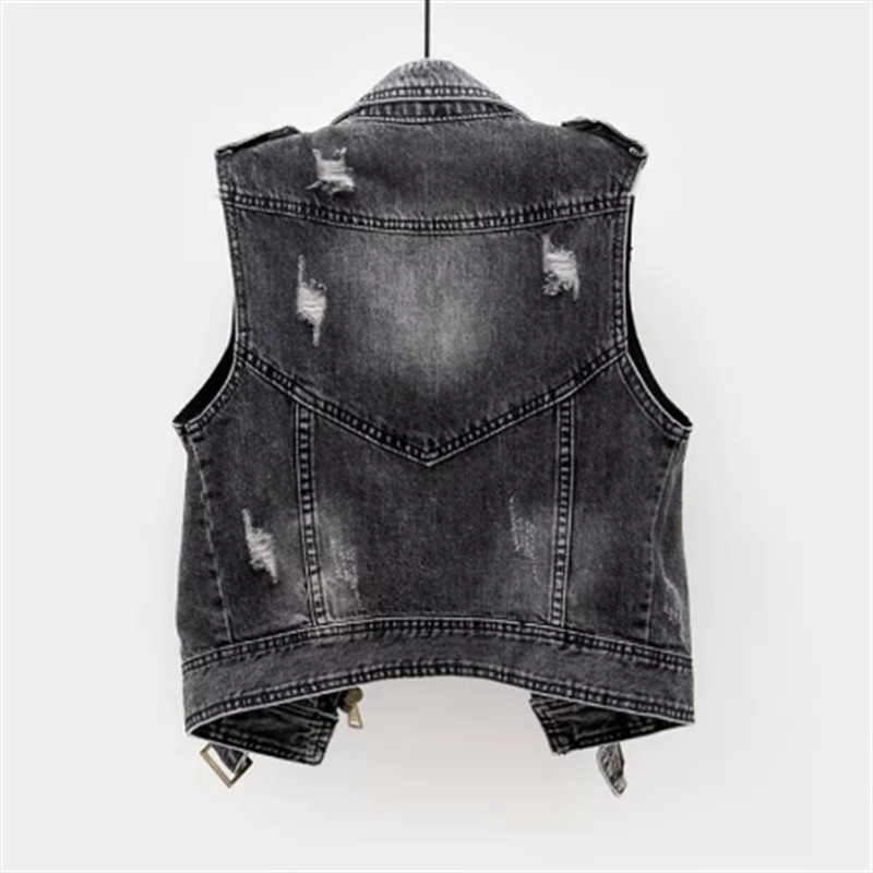 Modes džinsu veste sieviešu pavasara rudens mežonīgi topi bez piedurknēm īsa jaka sievietēm liela izmēra 5XL dūmu pelēka džinsa veste