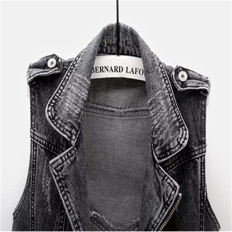 Modes džinsu veste sieviešu pavasara rudens mežonīgi topi bez piedurknēm īsa jaka sievietēm liela izmēra 5XL dūmu pelēka džinsa veste