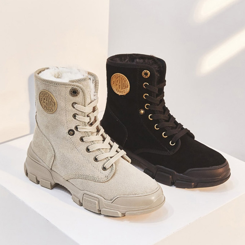 Γυναικείες μπότες χιονιού 30 μοίρες κάτω από το μηδέν Γυναικείες χειμερινές μπότες 2022 Χειμερινές σουέτ μπότες βελούδινα ζεστά παπούτσια Δερμάτινα γυναικεία μποτάκια A1797