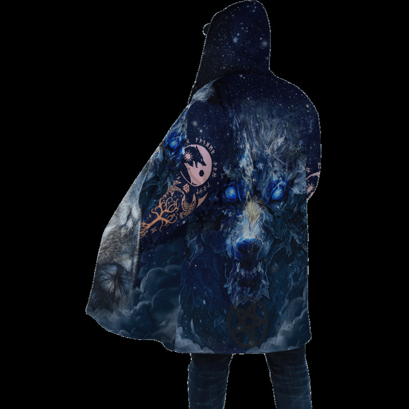 Χειμερινή μόδα Ανδρικός μανδύας με κουκούλα Viking Tattoo Wolf 3D Εκτύπωση Χοντρό Fleece Winter Break Unisex Casual ζεστός μανδύας με κουκούλα DP04