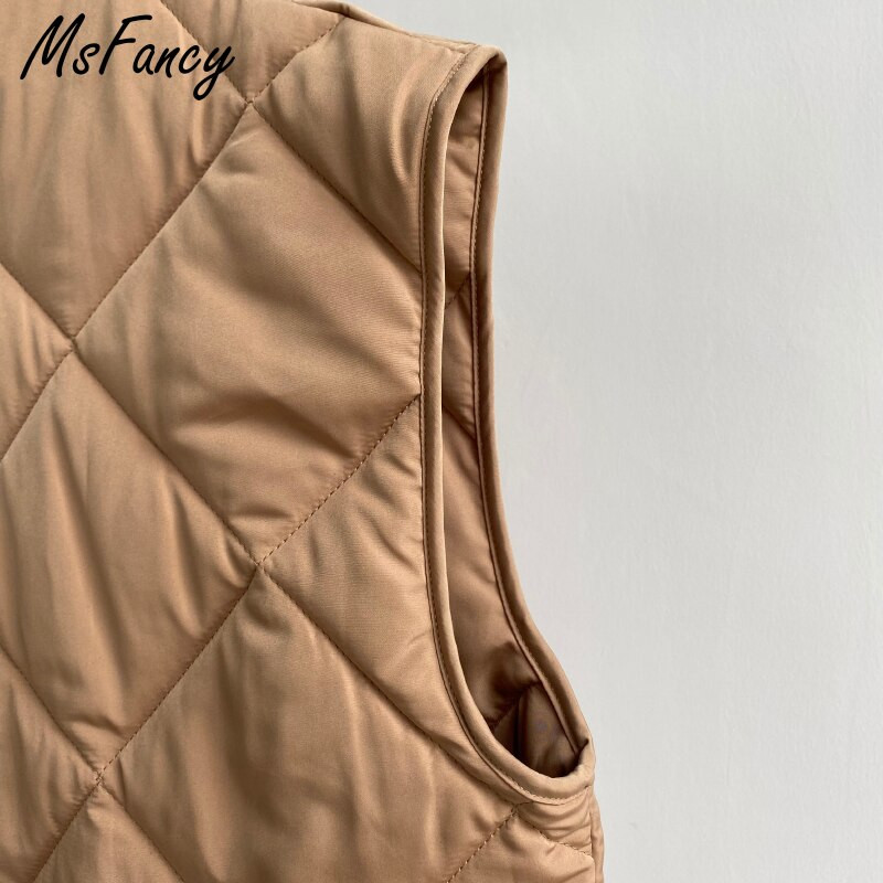 Msfancy Brown lielizmēra veste, sieviešu pavasara jaka bez piedurknēm, 2022. gada modes mētelis ar vienu mēteli, Mujer topi