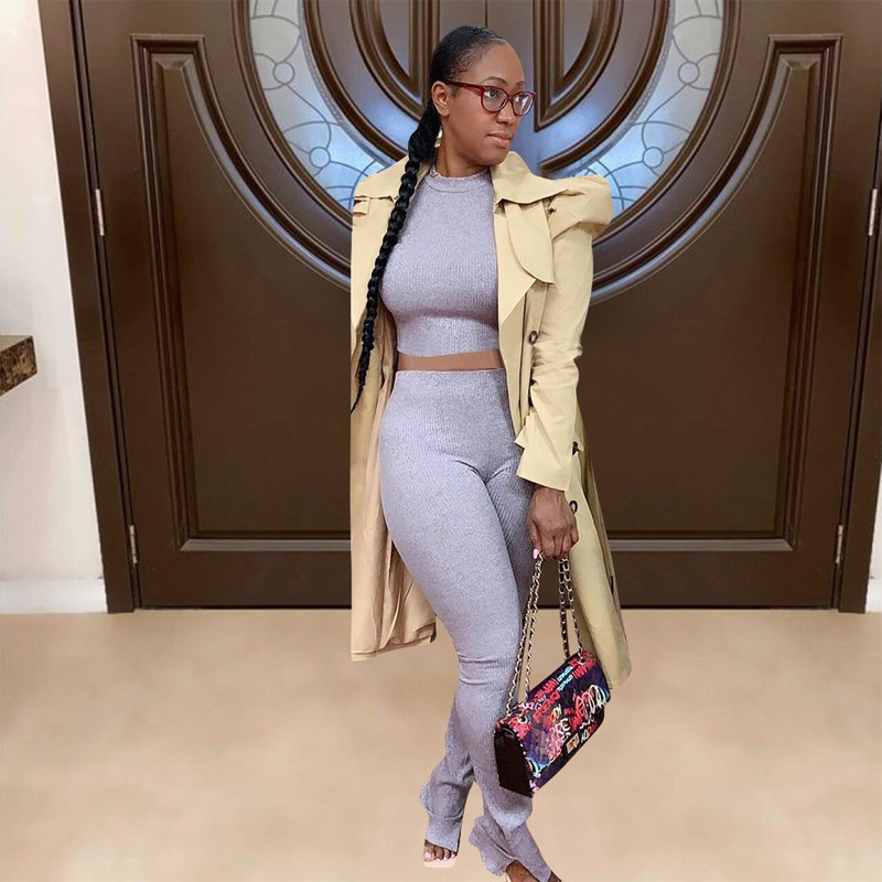 Khaki krāsas dubultrindu klasisks sieviešu mētelis, elegants, garām pūšamām piedurknēm, brīvas garās vējjakas High Street sieviešu plānās virsdrēbes