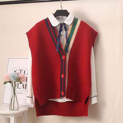 Modni NOVI kardigan Široki kaput Nova ženska tkanina Prsluk za korejske dame za djevojčice Jesenski pulover bez rukava Prsluk Ženska pletena majica