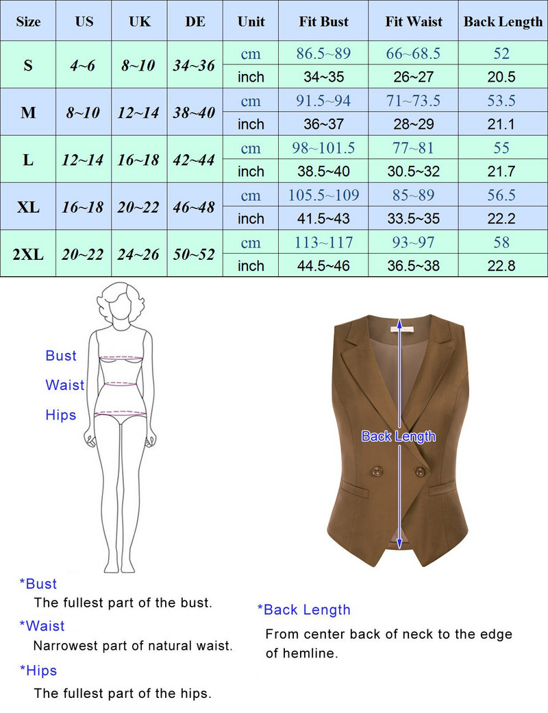 Belle Poque ženski prsluk s dvostrukim kopčanjem Vintage prsluk s ovratnikom na rever Kaput s 2 džepa Prsluk s rubom rupčića A30