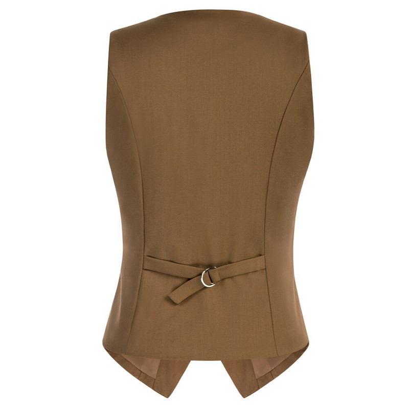 Belle Poque ženski prsluk s dvostrukim kopčanjem Vintage prsluk s ovratnikom na rever Kaput s 2 džepa Prsluk s rubom rupčića A30