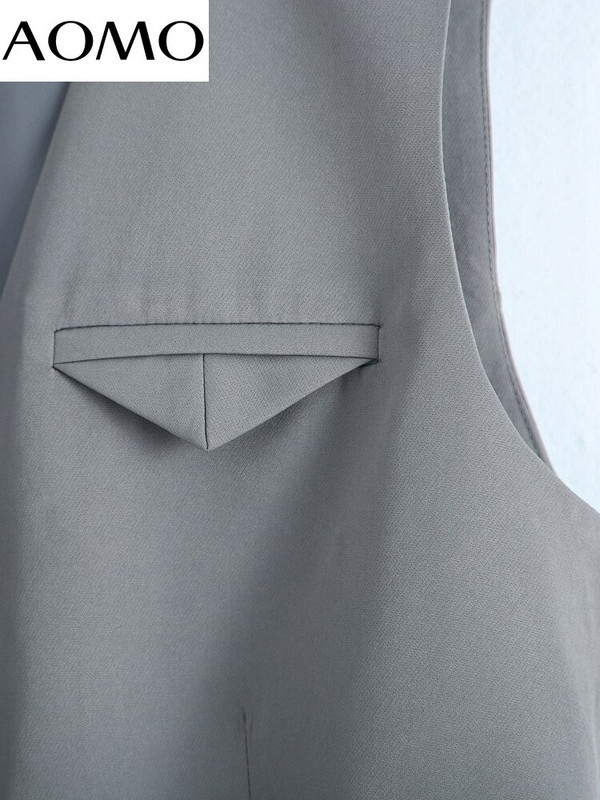 AOMO Women 2022 Fashion Solid Crop Γιλέκο πουλόβερ V λαιμόκοψη Αμάνικο γυναικείο γιλέκο Κομψά μπλουζάκια CE80A