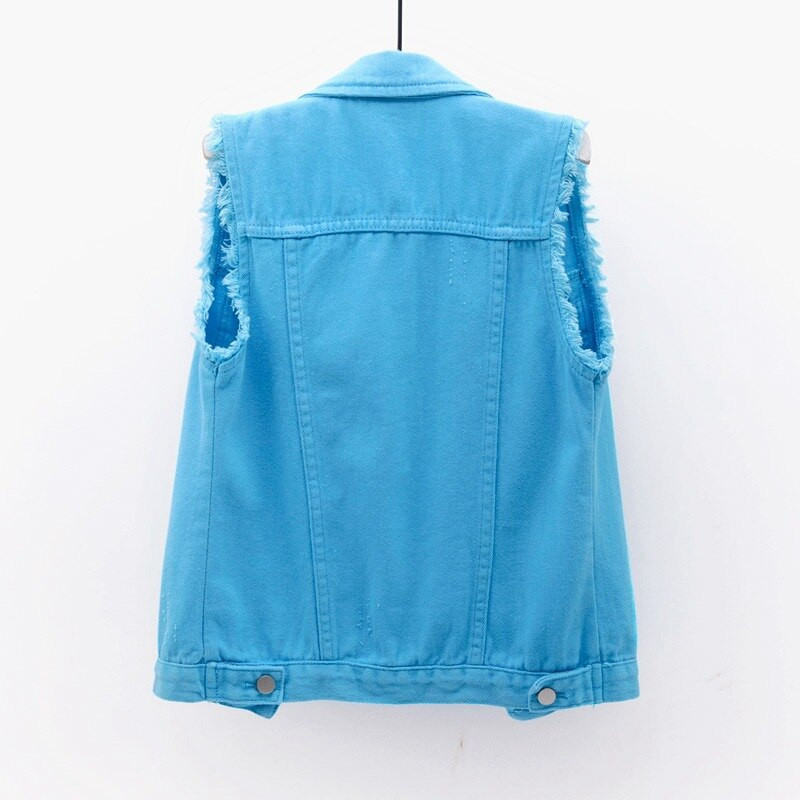 Γυναικείο κοντό τζιν τζιν μπουφάν 2022 Άνοιξη Καλοκαίρι ακατέργαστο πανωφόρι αμάνικο, casual γυναικείο τζιν μπλουζάκι με γιλέκο