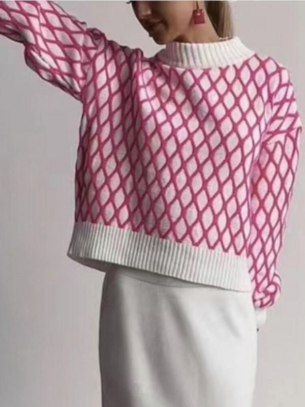 Apģērbi sievietēm Rudens ziema Jauns korejiešu modes tīklveida džemperis ar pusaugstu apkakli Sieviešu adīšana Pulovers Biroja sieviešu džemperi