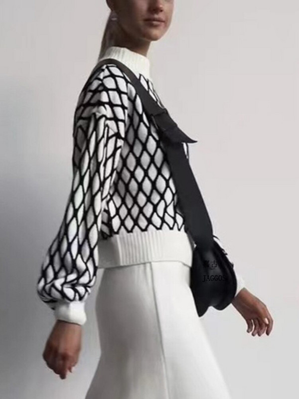 Apģērbi sievietēm Rudens ziema Jauns korejiešu modes tīklveida džemperis ar pusaugstu apkakli Sieviešu adīšana Pulovers Biroja sieviešu džemperi