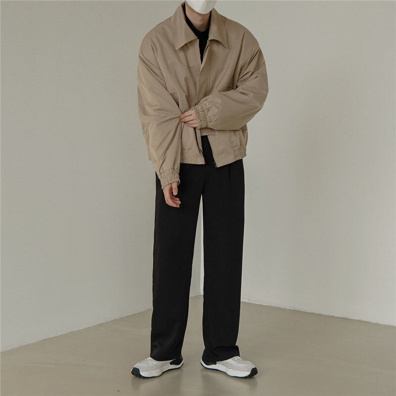 Bomber Jakas Vīriešu Modes Pavasara Apgriezts Amerikāņu Modes Universāls Studentu Virsdrēbes Vienkrāsains Casacas Para Hombre Harajuku Brīvais laiks