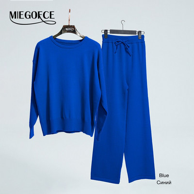 MIEGOFCE 2022 Νέο Φθινοπωρινό Χειμερινό Γυναικείο Πουλόβερ Πλεκτό Παντελόνι Μαλακό Καλσόν Σετ Γυναικεία πλεκτά κοστούμια 2 τεμαχίων 2022AW026