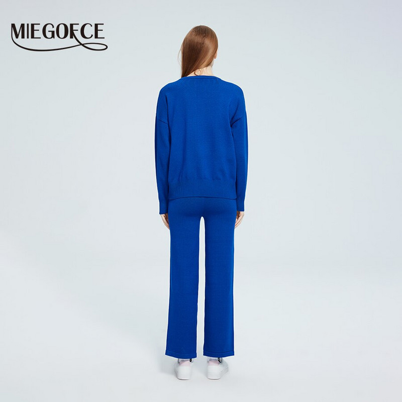 MIEGOFCE 2022 Νέο Φθινοπωρινό Χειμερινό Γυναικείο Πουλόβερ Πλεκτό Παντελόνι Μαλακό Καλσόν Σετ Γυναικεία πλεκτά κοστούμια 2 τεμαχίων 2022AW026