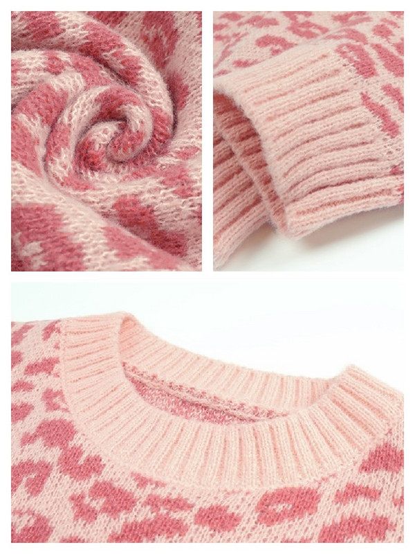 Rudens un ziemas jaunums 2022. gada leoparda trikotāžas džemperi, modes ikdienas stila sieviešu džemperu topi ar garām piedurknēm