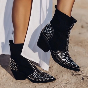 Γυναικείες Cool Rivet Ankle Boots Γυναικείες μπότες Chelsea Γυναικεία μόδα με μυτερές γόβες Μεσαία τακούνια φθινοπωρινά γυναικεία Slip On Shoes Γυναικεία παπούτσια