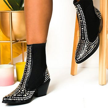 Γυναικείες Cool Rivet Ankle Boots Γυναικείες μπότες Chelsea Γυναικεία μόδα με μυτερές γόβες Μεσαία τακούνια φθινοπωρινά γυναικεία Slip On Shoes Γυναικεία παπούτσια