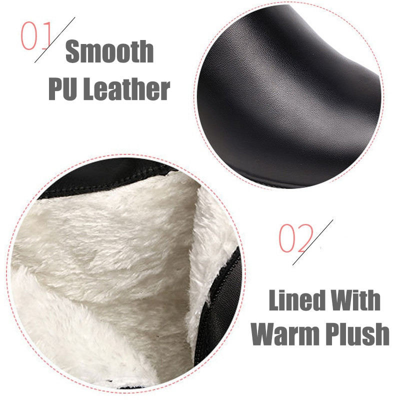 Melni sieviešu puszābaki ar rāvējslēdzēju ādas zābaki sieviešu ziema 2022 ūdensizturīgi lietus zābaki sniega zābaki rudens ziemas apavi