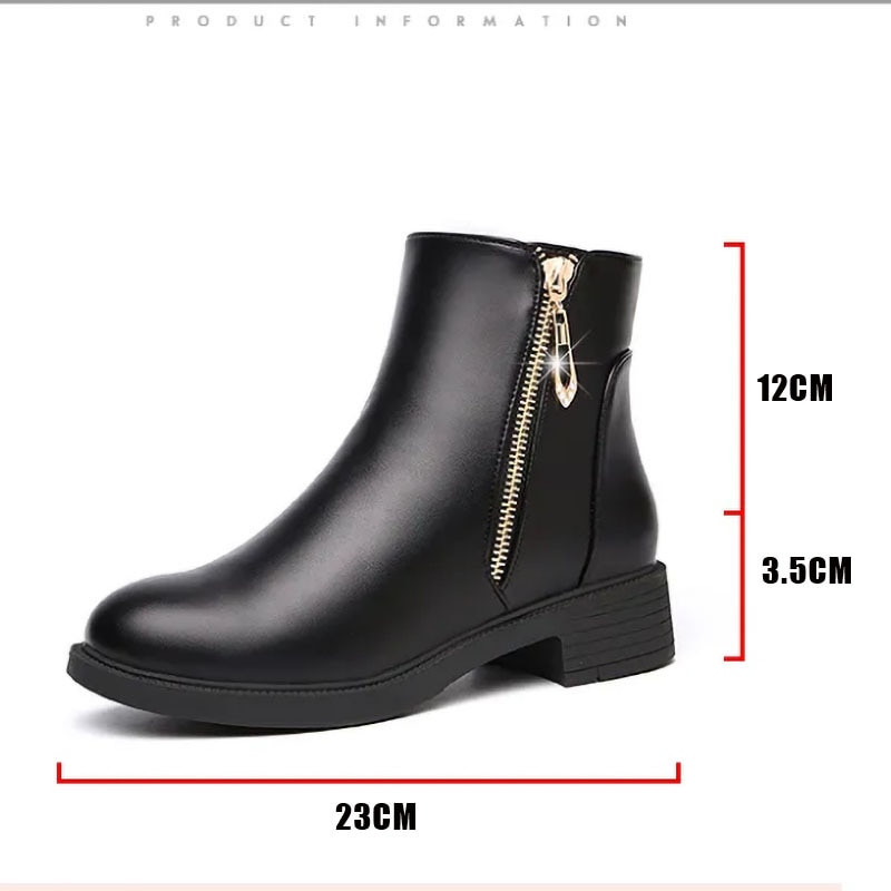 Melni sieviešu puszābaki ar rāvējslēdzēju ādas zābaki sieviešu ziema 2022 ūdensizturīgi lietus zābaki sniega zābaki rudens ziemas apavi