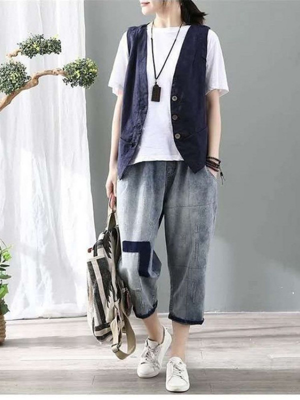 Novi modni svestrani prsluci Ženski minimalistički elegantni retro ljetni ženski prsluk bez rukava Slobodno vrijeme Ženska gornja odjeća s jednim kopčanjem