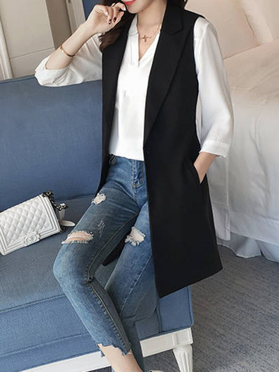 Aelegantmis pavasara vasaras gadījuma žakete sievietēm korejiešu Midi garām piedurknēm jakas Sieviešu biroja sieviešu brīvas veste ārējais apģērbs