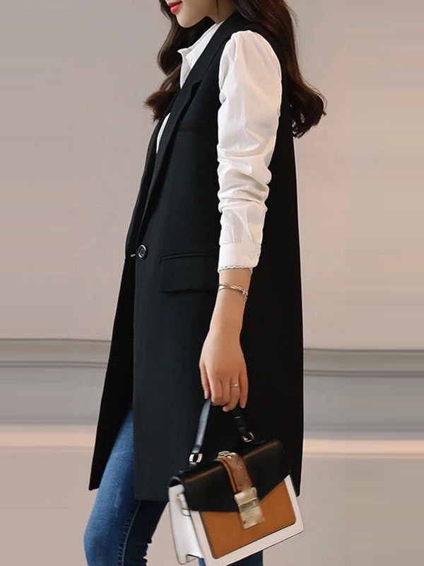 Aelegantmis pavasara vasaras gadījuma žakete sievietēm korejiešu Midi garām piedurknēm jakas Sieviešu biroja sieviešu brīvas veste ārējais apģērbs