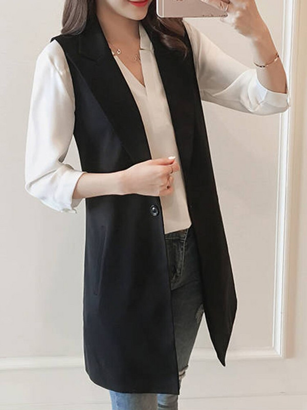 Aelegantmis pavasara vasaras gadījuma žakete sievietēm korejiešu Midi garām piedurknēm jakas Sieviešu biroja sieviešu brīvas veste ārējais apģērbs