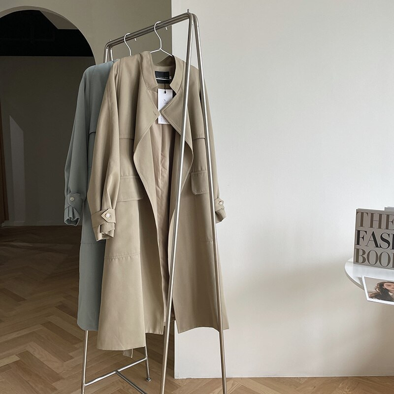 Ženska duga vjetrovka s remenom Ženski kaput Korejski ležerni tanki prsluk