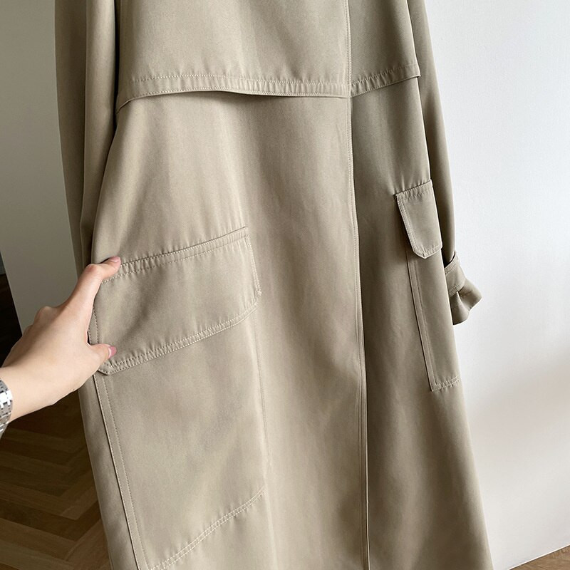 Ženska duga vjetrovka s remenom Ženski kaput Korejski ležerni tanki prsluk