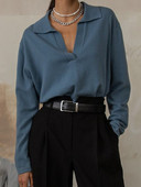 Trikotāžas džemperis Sieviešu Polo Apkakles Pulovers Sieviešu tops ar garām piedurknēm Sieviešu brīvs Elegants Džemperis Ziemas Trikotāža Sueter Feminino